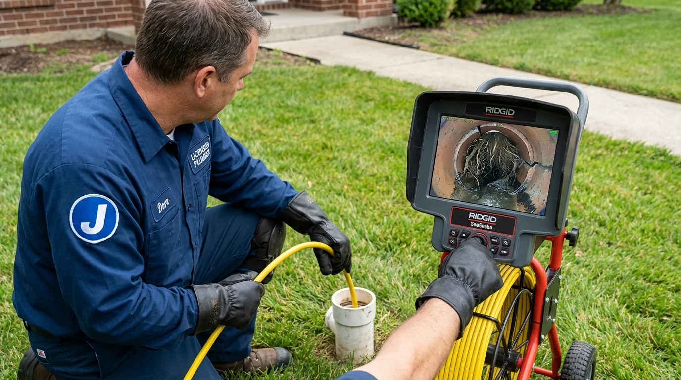 Sewer camera inspection being performed by Johns Plumbing LLC in Pleasantville